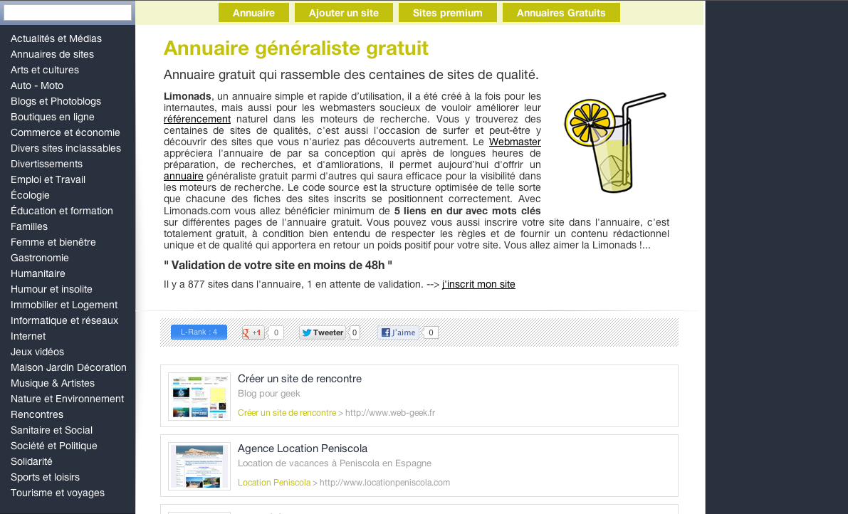 annuaire gratuit Limonads.com