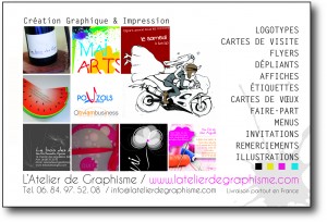 Logos, flyers, cartes de visite, faire-part de mariage.