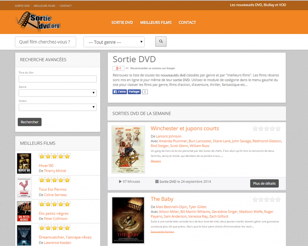 Les dernières sorties dvd · Annuaire de site Web de qualité : Creasite
